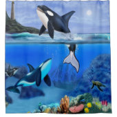 Die Schwertwal-Familie Duschvorhang (Vorderseite)