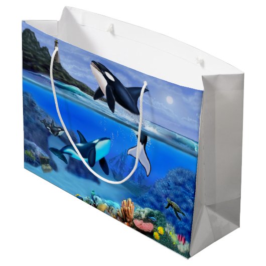Die Schwertwal-Familie Große Geschenktüte (Rückseite Schrägansicht)
