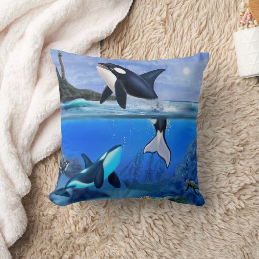 Die Schwertwal-Familie Kissen (Decke)