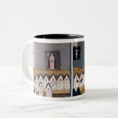 Die Schwestern der Abtei Zweifarbige Tasse (Vorderseite Links)