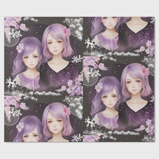 Die Schwestern Lavendel & Sakura Geschenkpapier (Flach)