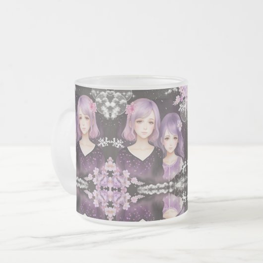 Die Schwestern Lavendel & Sakura Mattglastasse (Vorderseite Links)