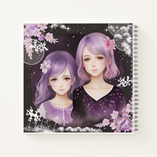 Die Schwestern Lavendel & Sakura Notizblock (Rückseite)