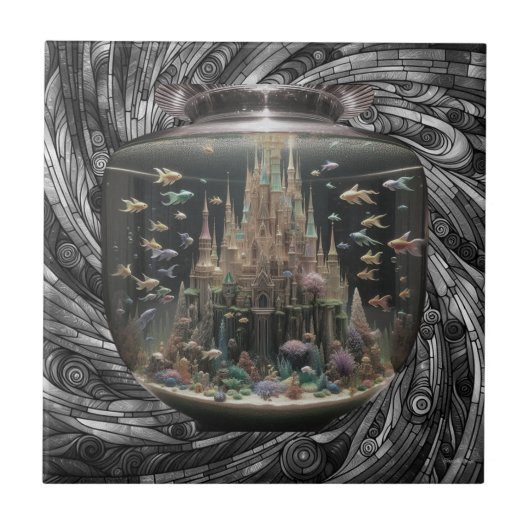 Die schwimmende Fischschale Keramikfliese (Vorderseite)