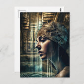 Die Schwimmerin im Wasserfall Postkarte (Vorne/Hinten)