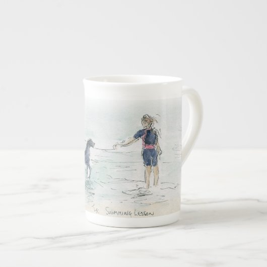 "Die Schwimmstunde" Knochen China Tasse mit feiner (Vorderseite Rechts)