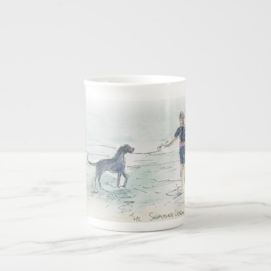 "Die Schwimmstunde" Knochen China Tasse mit feiner (Vorderseite)
