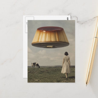 Die Sci-Fi fliegende Flan-UFO-Leckerei Postkarte