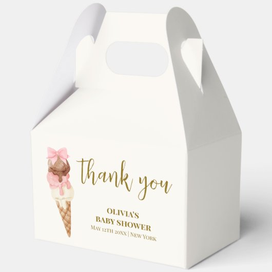 Die Scoop Bow Ice Cream Baby Dusche Vielen Dank Geschenkschachtel (Rückseite)