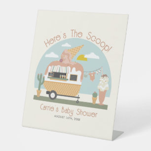 Die Scoop Ice Cream Camper Light Pink Baby Dusche Sockelschild