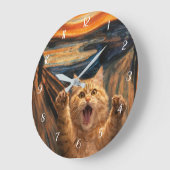 Die Scream-Katze-Parodie-Kunst Große Wanduhr (Winkel)