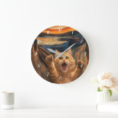 Die Scream-Katze-Parodie-Kunst Große Wanduhr (Zuhause)