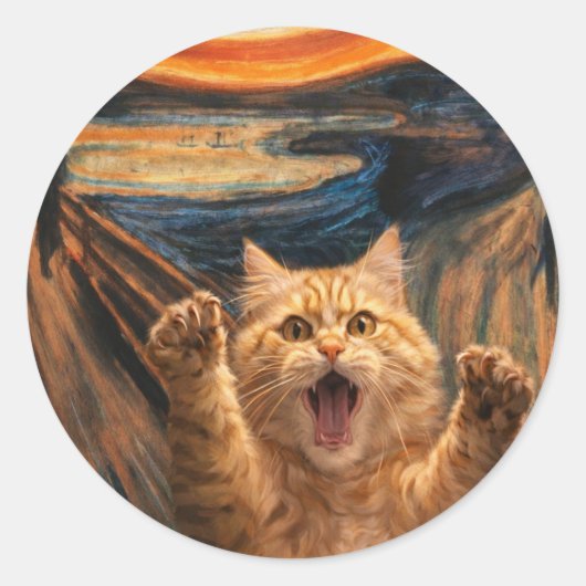 Die Scream-Katze-Parodie-Kunst Runder Aufkleber (Vorderseite)