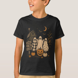 Die Season Ghost Trio Kürbisfeld Farmhaus T-Shirt