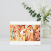 Die Seasons Vintage Mucha-Postkarte Postkarte (Stehend Vorderseite)