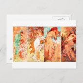 Die Seasons Vintage Mucha-Postkarte Postkarte (Vorne/Hinten)