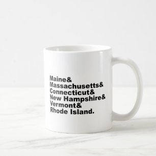 Die sechs nordöstlichen Staaten, aus denen Neueng Kaffeetasse