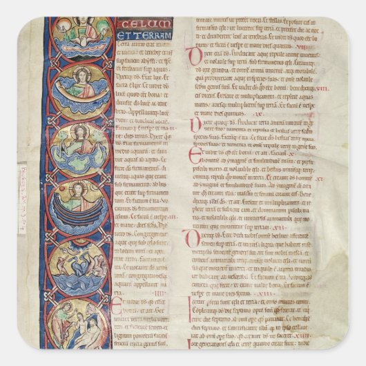 Die sechs Tage der Schöpfung Quadratischer Aufkleber (Vorderseite)