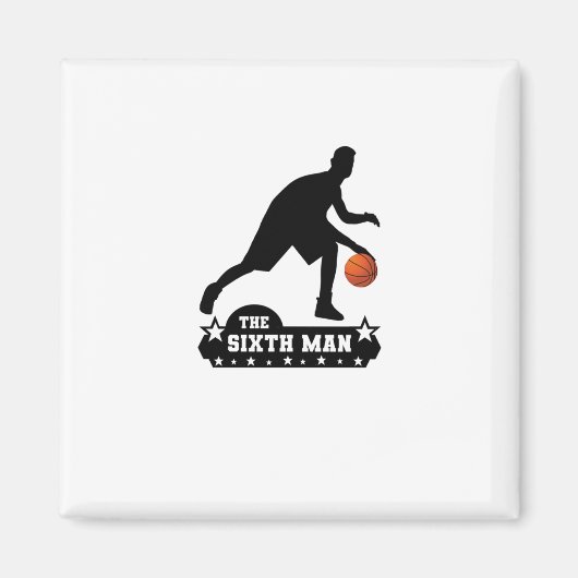 Die Sechste Mann-Basketball-Silhouette Magnet (Vorne)