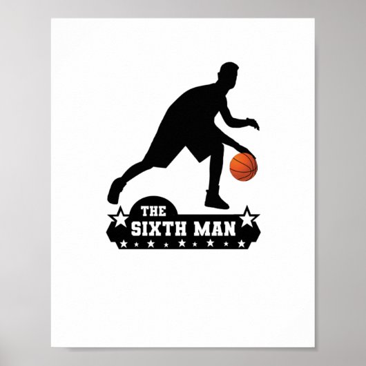 Die Sechste Mann-Basketball-Silhouette Poster (Vorne)