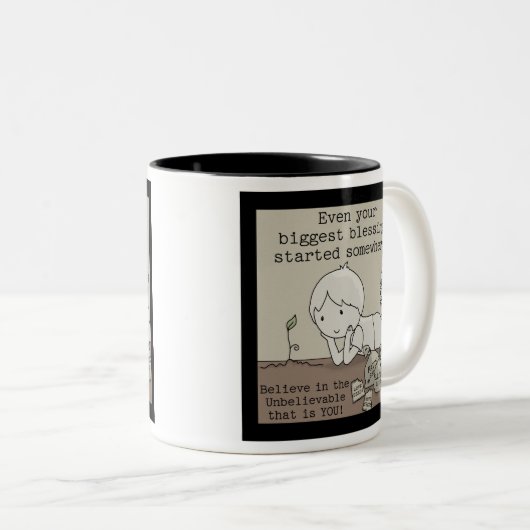 Die Segnungen begannen irgendwo Zweifarbige Tasse (VorderseiteRechts)