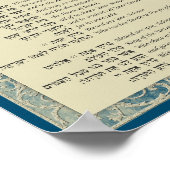 Die Segnungen der Thora Hebräisch und Englisch auf Poster (Ecke)