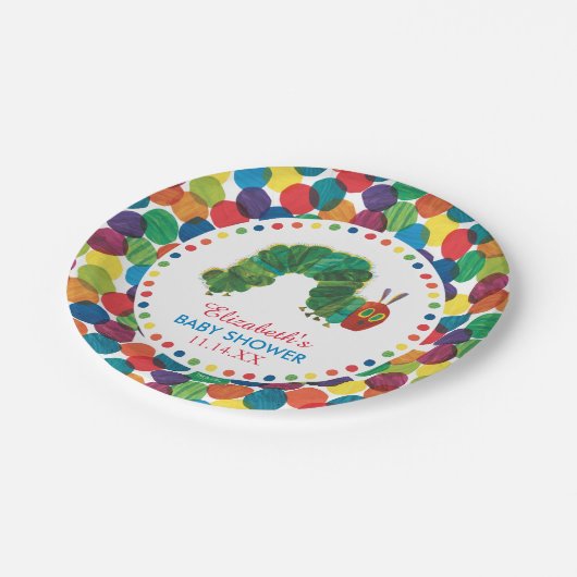 Die sehr hungrige Raupe-Babydusche Pappteller (Schrägansicht)