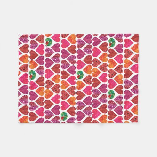 Die sehr hungrige Raupe | Herzmuster Fleecedecke (Vorderseite (Horizontal))