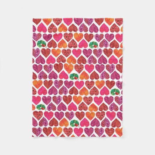 Die sehr hungrige Raupe | Herzmuster Fleecedecke (Vorderseite)