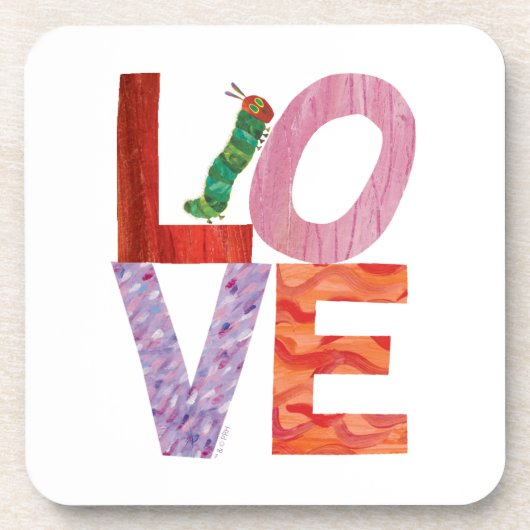 Die sehr hungrige Raupe | LIEBE Getränkeuntersetzer (Vorderseite)