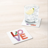 Die sehr hungrige Raupe | LIEBE Rechteckiger Pappuntersetzer (Vor Ort)