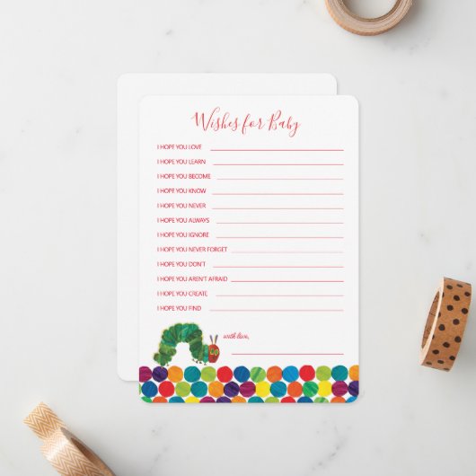 Die sehr hungrige Raupe wünscht sich Baby Mitteilungskarte (Vorderseite/Rückseite Beispiel)