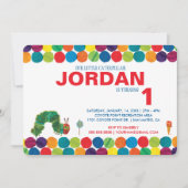 Die sehr hungrige Raupe zum Geburtstag Einladung (Vorderseite)