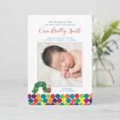 Die sehr unglückliche Raupe - Geburtsankündigung Einladung (Stehend Vorderseite)