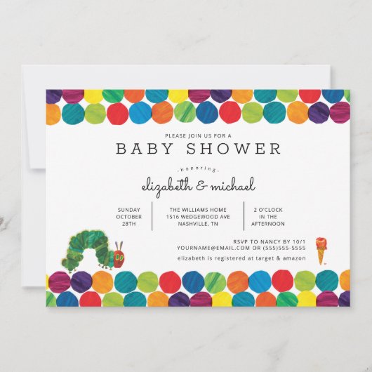 Die sehr unglückliche Raupe Kinderdusche Einladung (Vorderseite)