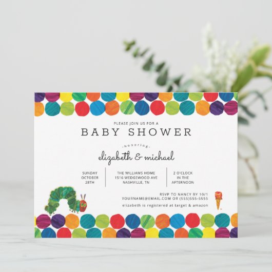 Die sehr unglückliche Raupe Kinderdusche Einladung (Stehend Vorderseite)