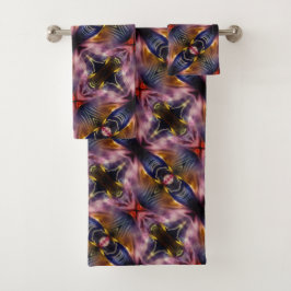 Die seidene Wiederholung in schwarz und bordeauxro Badhandtuch Set