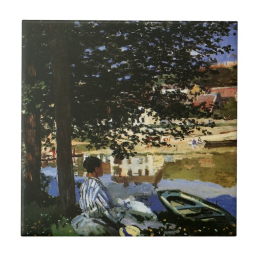 Die Seine-Bank, Bennecourt von Claude Monet Fliese (Vorderseite)
