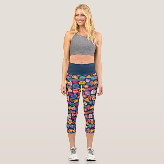 Die Selbstmordkommando | Harley Quinn Abzeichen Pa Capri Leggings (Vorderseite)