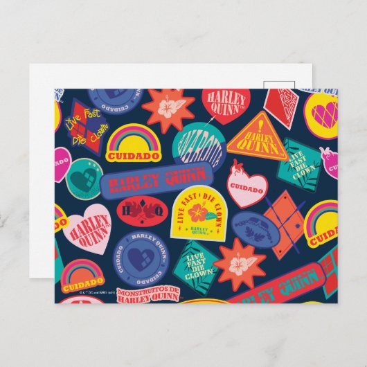 Die Selbstmordkommando | Harley Quinn Abzeichen Pa Postkarte (Vorne/Hinten)