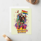 Die Selbstmordkommando | Harley Quinn Blume & Rain Mitteilungskarte (Vorderseite/Rückseite Beispiel)