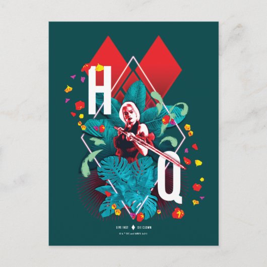 Die Selbstmordkommando | Harley Quinn Floral Diamo Postkarte (Vorderseite)