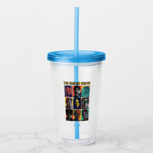Die Selbstmordkommando Retro Grid mit Harley Qui Acryltrinkbecher