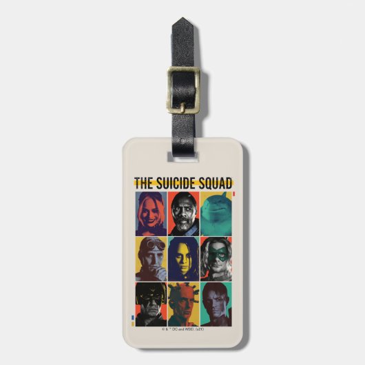 Die Selbstmordkommando | Retro Grid mit Harley Qui Gepäckanhänger (Vorderseite vertikal)