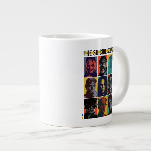 Die Selbstmordkommando | Retro Grid mit Harley Qui Jumbo-Tasse (Vorderseite Rechts)