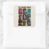 Die Selbstmordkommando | Retro Grid mit Harley Qui Quadratischer Aufkleber (Tasche)