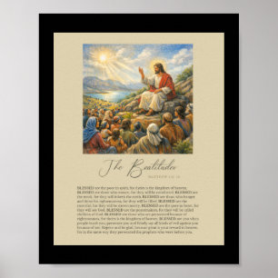 Die Seligpreisungen Matthäus 5:3–12 Bergpredigt Poster