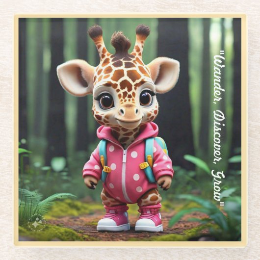 "Die seltsame kleine Giraffe" Glasuntersetzer (Vorderseite)