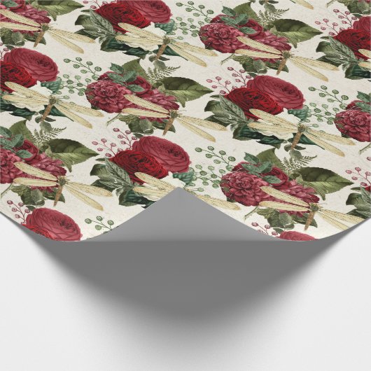 Die Serie Rose und Dragonfly (Design 11) Geschenkpapier (Ecke)