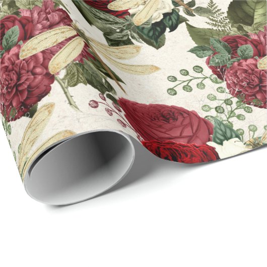Die Serie Rose und Dragonfly (Design 11) Geschenkpapier (Rolleneckpunkt)